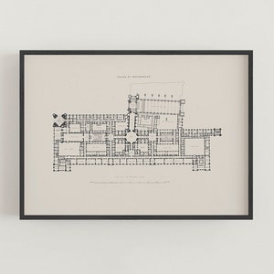 Houses of Parliament kaart poster, Palace of Westminster plattegrond print, London Landmark Wall Art Poster, A1 A2 A3 giclee Fine Art Print