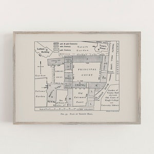 A4 Trinity Hall College Cambridge University Student Gift, Graduation Gift, College Floor Plan, Fine Art Print, Office Decor Poster