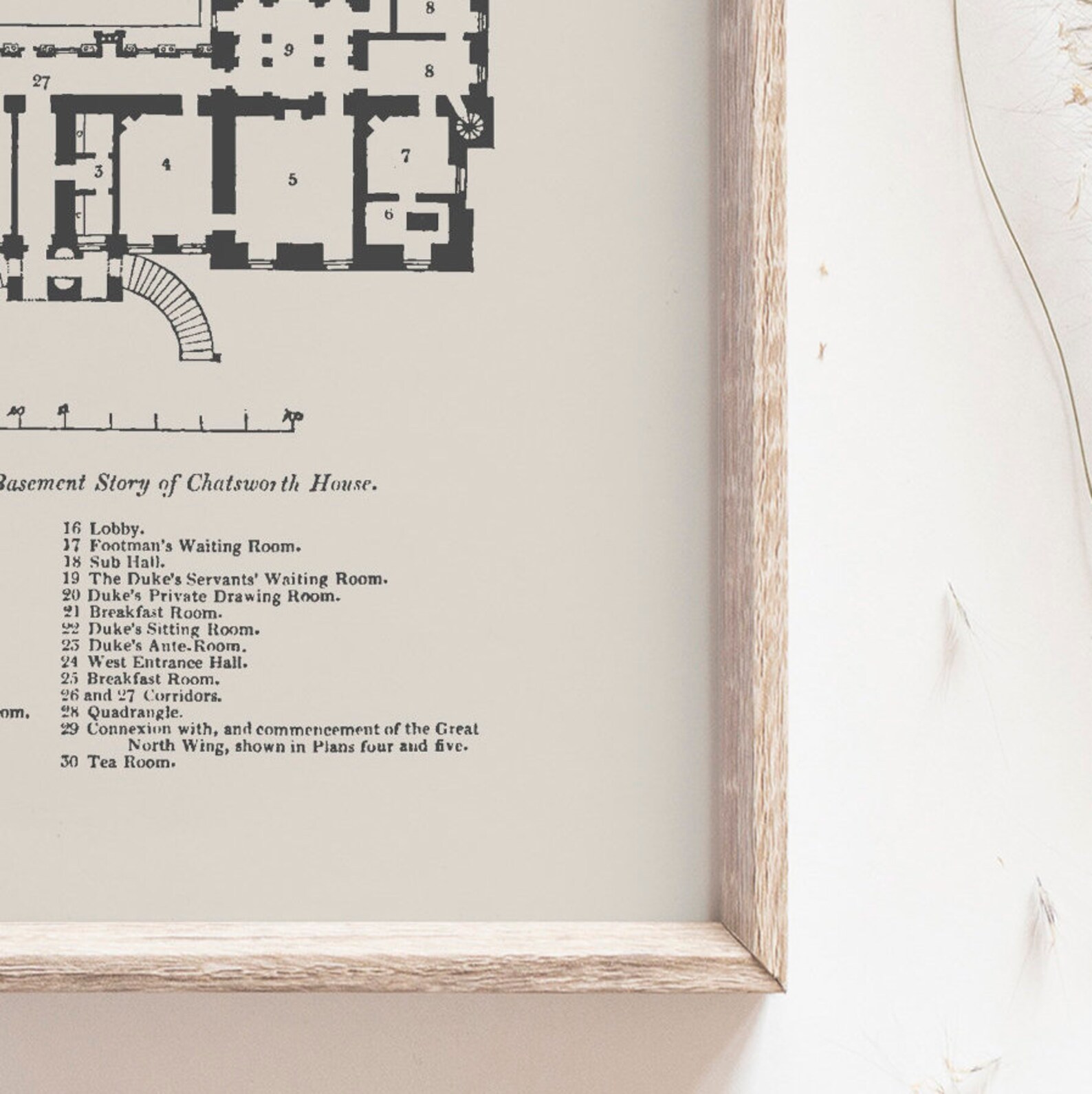 A5 A4 Chatsworth House Ground Floor Plan Giclee Art Print Etsy Finland