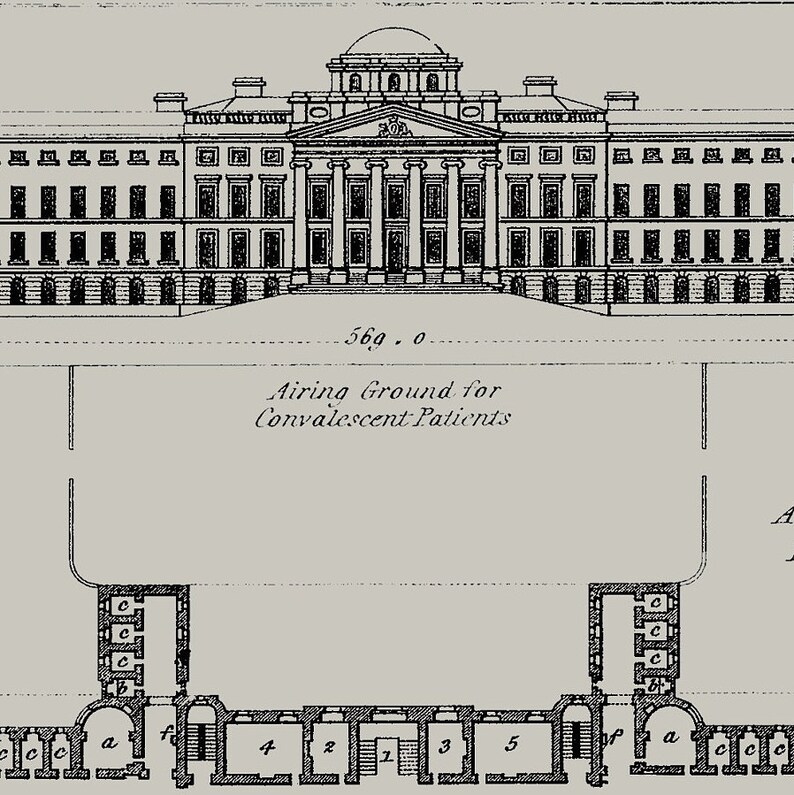 Bedlam Fine Art Print Oddity and Curiosity Decor Wall Art A4 Bethlem Royal Hospital Blueprint Poster Lunatic Asylum Floor Plans