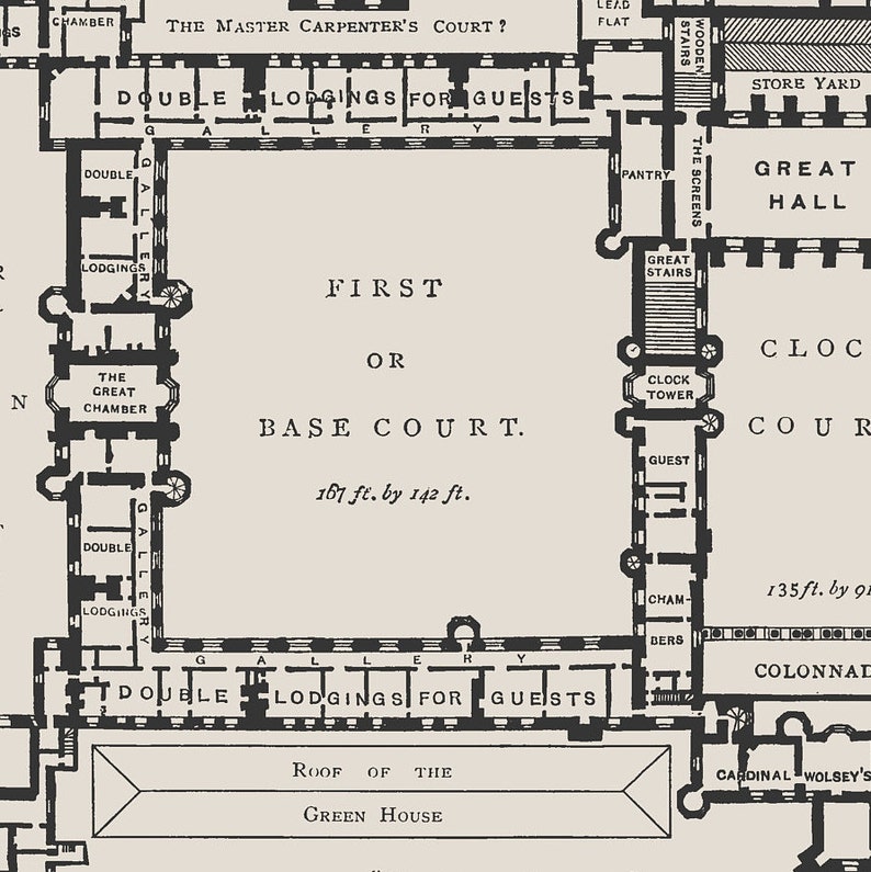 A4 Hampton Court Palace Floor Plan Poster King Henry VIII