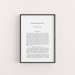 Persuasion by Jane Austen Fine Art Print - A5 Novel Page Art Print - Jane Austen Home Decor - Bookworm Wall Art Poster - Janeite Fan Gift