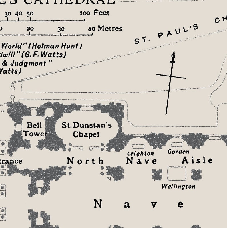 A3 A2 St Paul's Cathedral London Floor Plan Fine Art Etsy