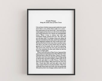 A5 A Little Princess Story Book Page Print - A5 Literary Art Print - Book Page Poster - Nursery Wall Art - Children's Decor