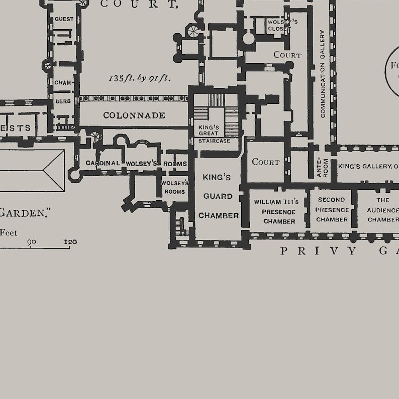 A4 Hampton Court Palace Floor Plan Poster King Henry VIII