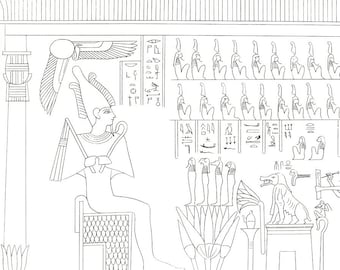 A3 A2 A1 House of Osiris Fine Art Print, Hieroglyphic Temple Wall Art, Ancient Egypt Mythology Poster, Hieroglyphs Decor Poster, No 10