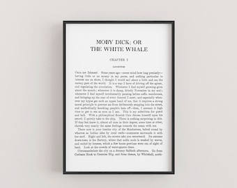 A5 Moby Dick Buchseite Druck - A5 Literatur Kunstdruck - Buchseite Poster - Wal Kunst - Klassische Literatur Wandkunst