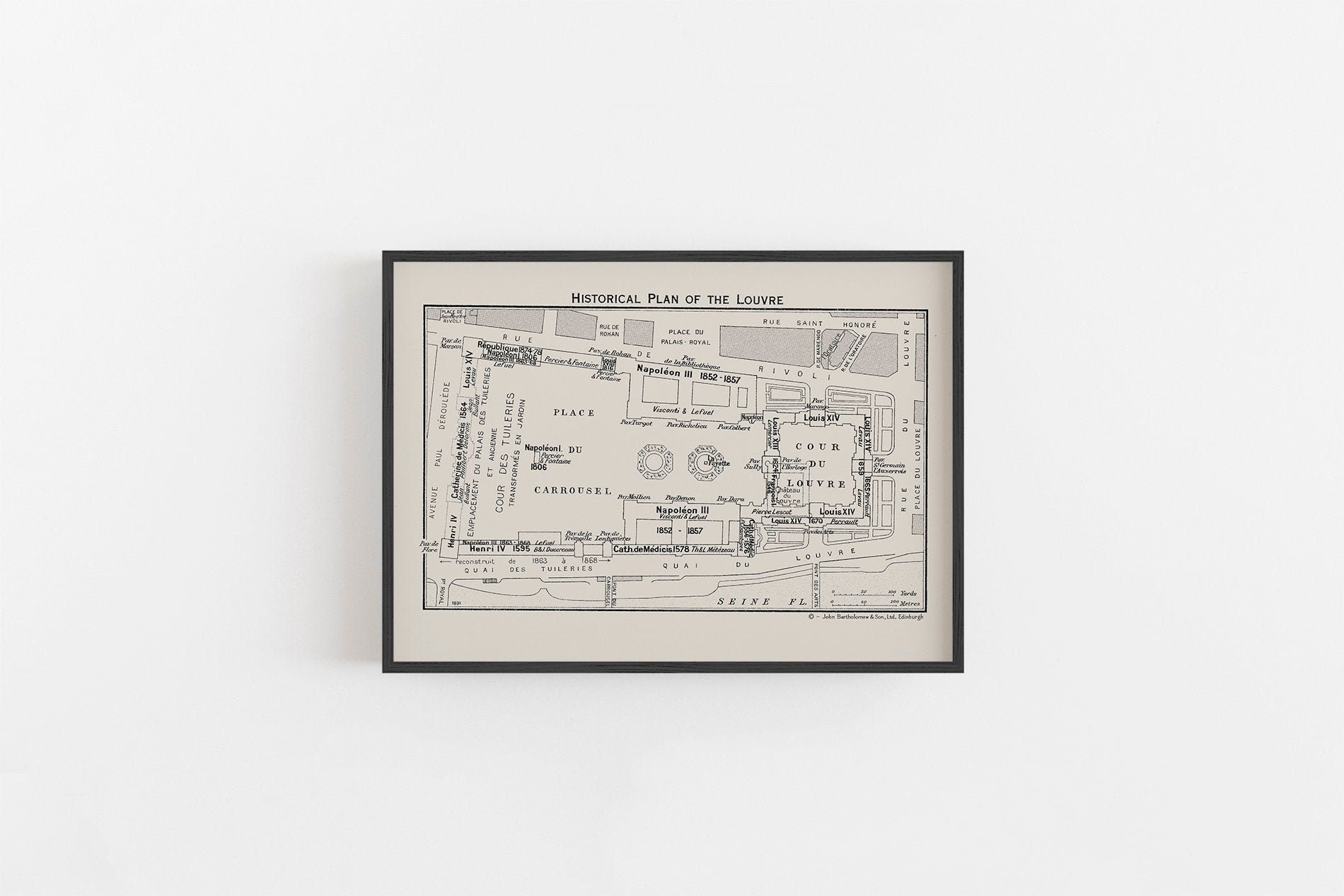 Historischer Plan des Louvre Paris Kunstdruck, Architektur Zeichnung Poster,  Art Gallery Floor Plan, Blueprint Wandkunst, Französische Karte