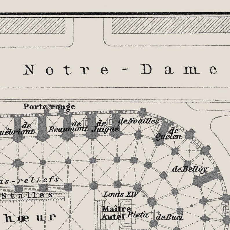 Notre Dame Cathedral Paris Floor Plan Print Church Poster Etsy