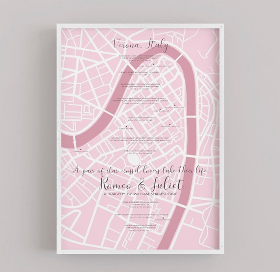 Romeo Juliet Poster Wedding Gift Shakespeare Literary Love Etsy