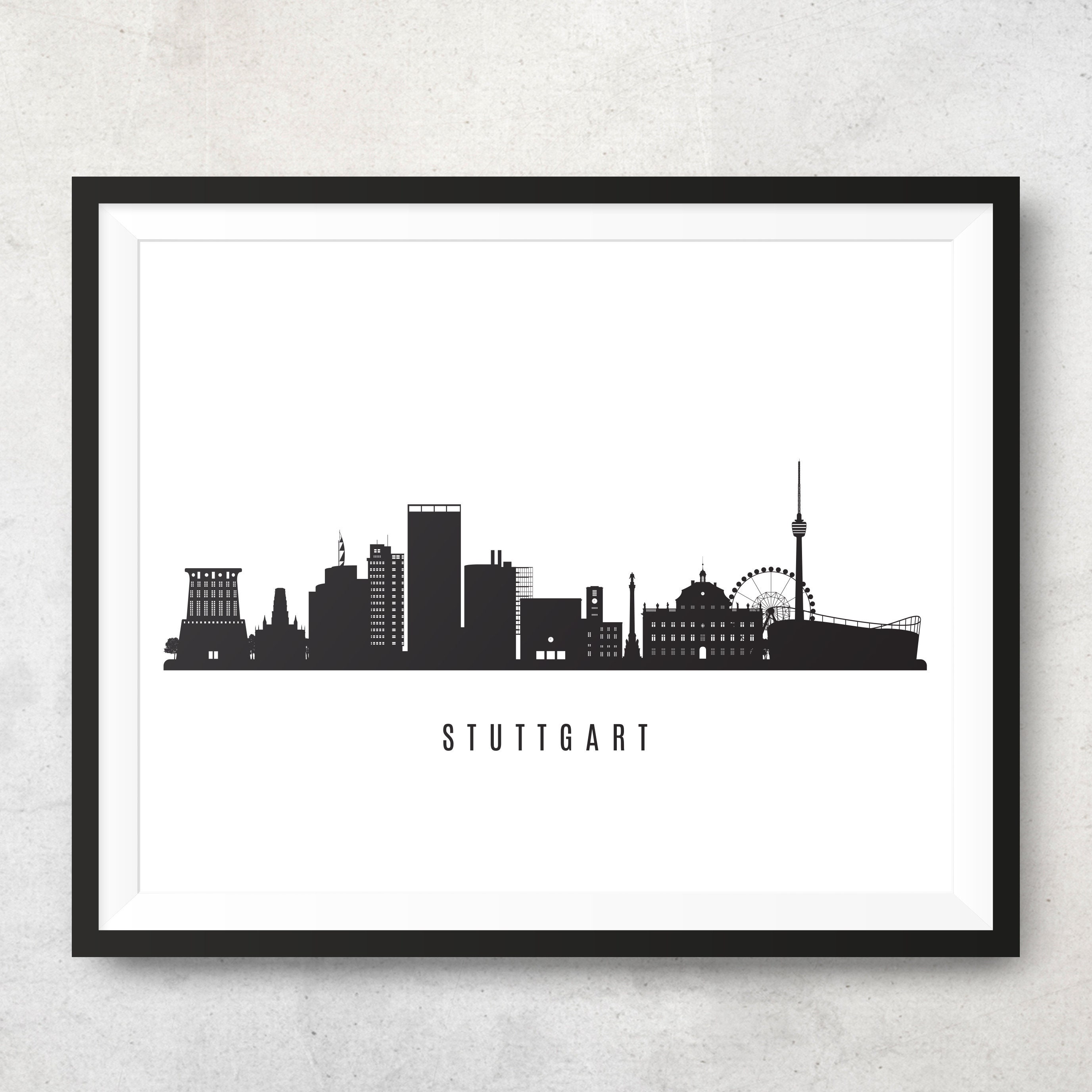Stuttgart Skyline Printable Stuttgart Germany Black White | Etsy