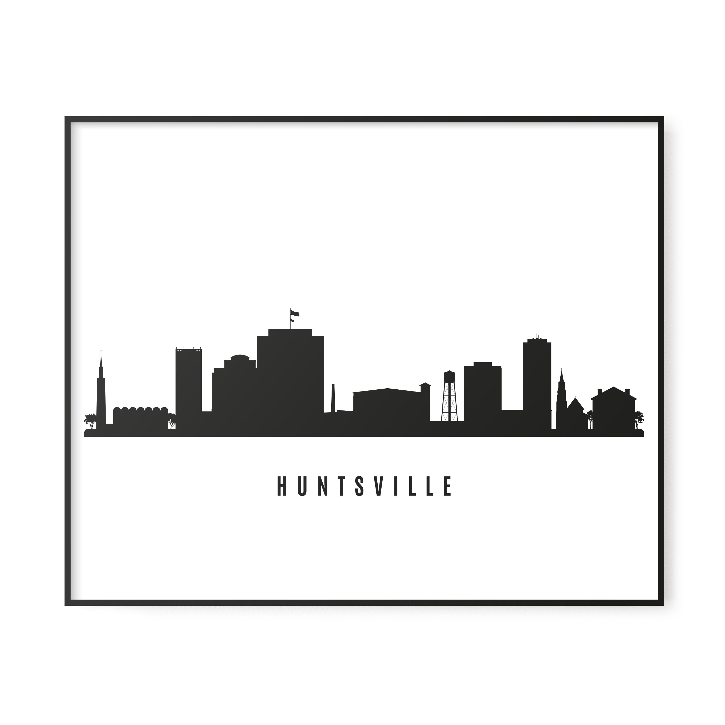 Huntsville Skyline Printable. Huntsville Alabama Black White | Etsy