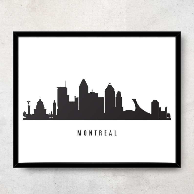 Montreal Skyline Printable Montreal Black White Wall Art Etsy