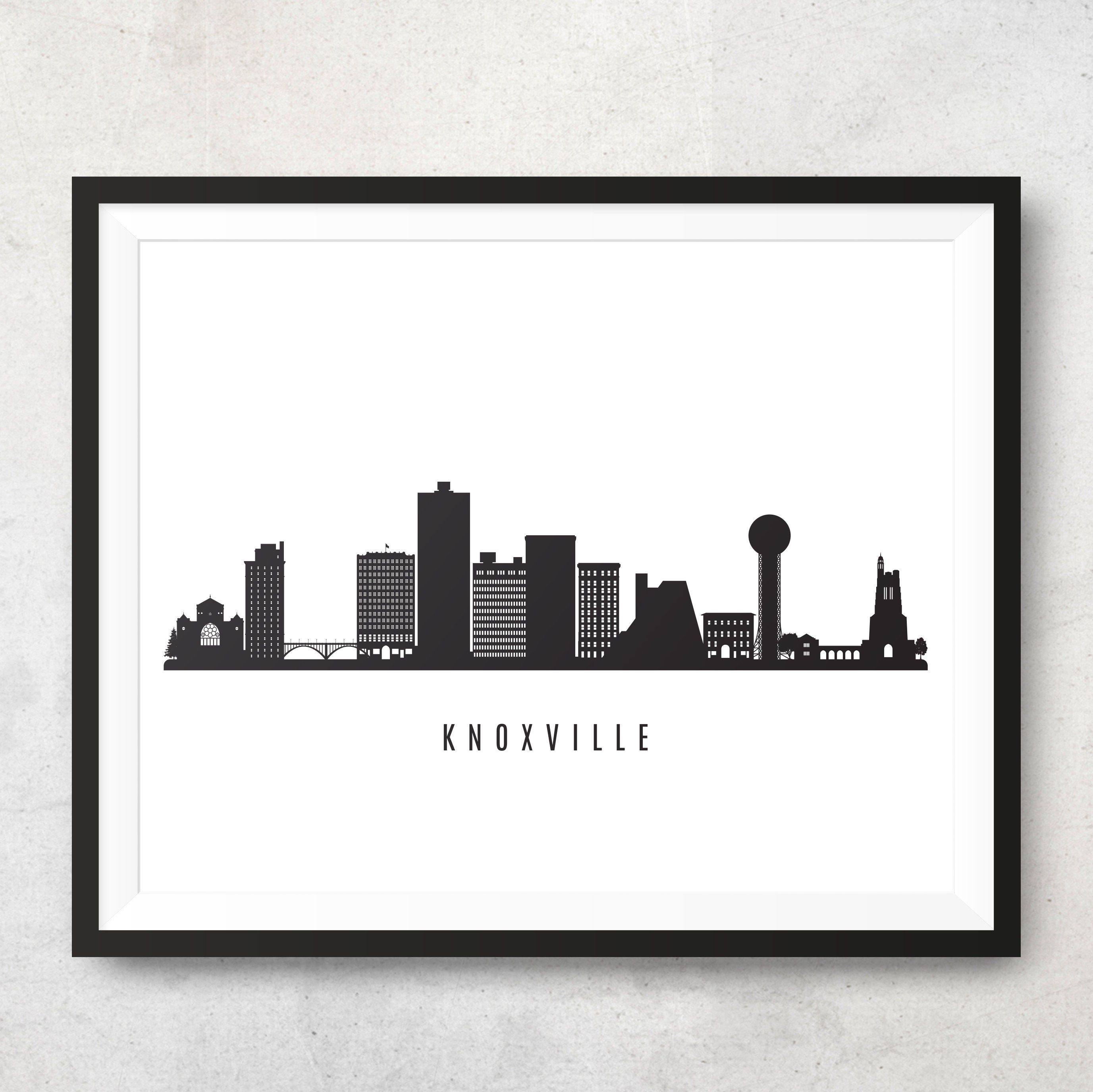 Knoxville Skyline Printable Knoxville Tennessee Black White Etsy