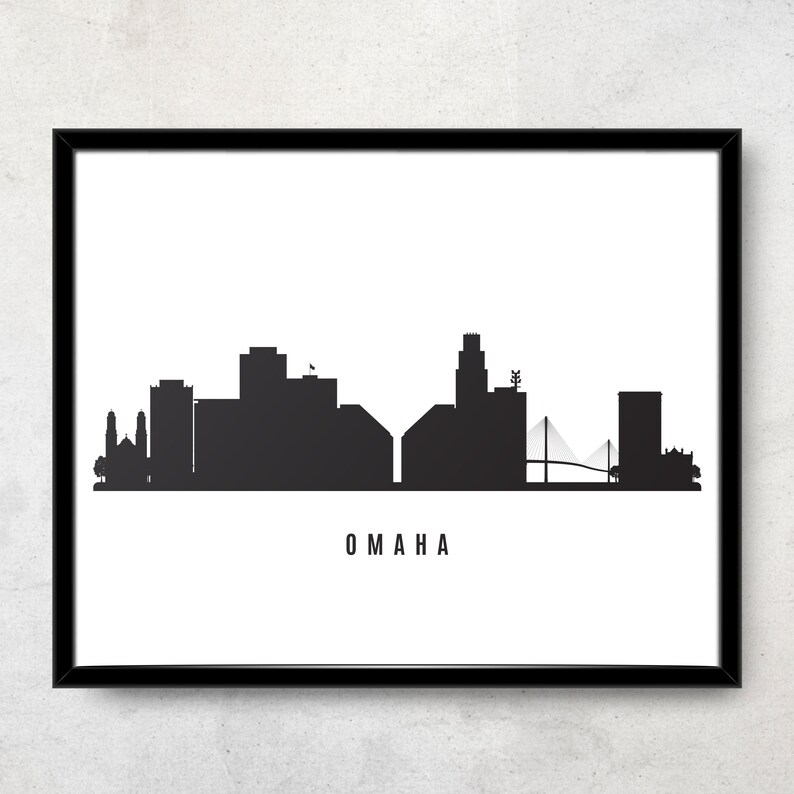 Omaha Skyline Printable Omaha Black White Wall Art Omaha Etsy