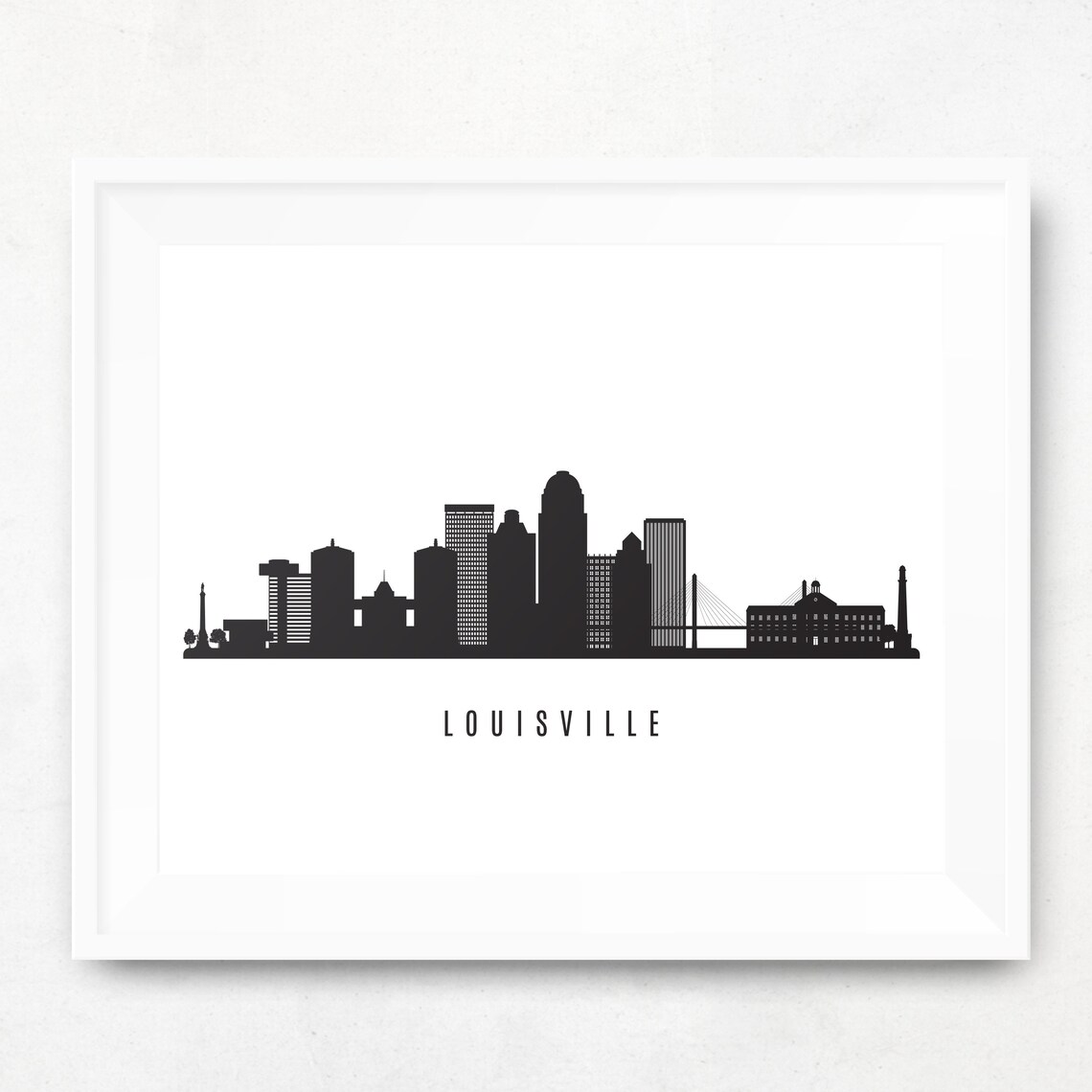 Louisville Skyline Printable Louisville Kentucky Black White Etsy