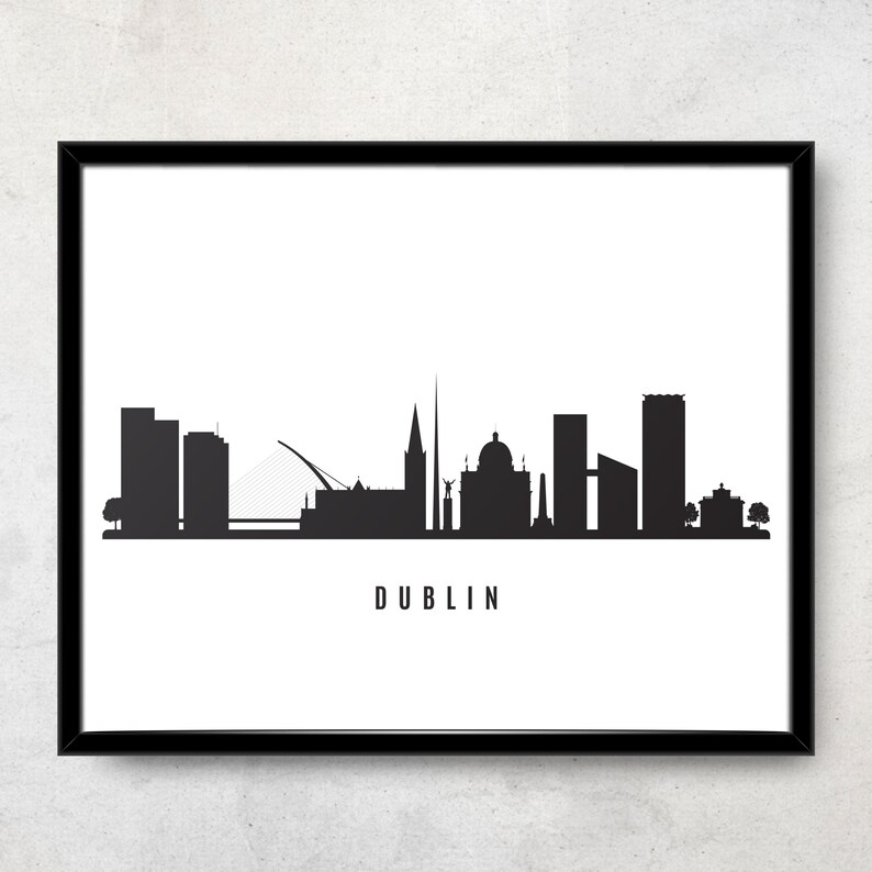Dublin Skyline Printable Dublin Black White Wall Art Etsy