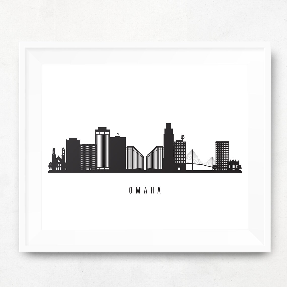 Omaha Skyline Printable Omaha Black White Wall Art Omaha Etsy