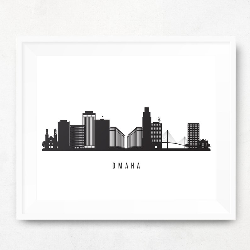 Omaha Skyline Printable Omaha Black White Wall Art Omaha Etsy