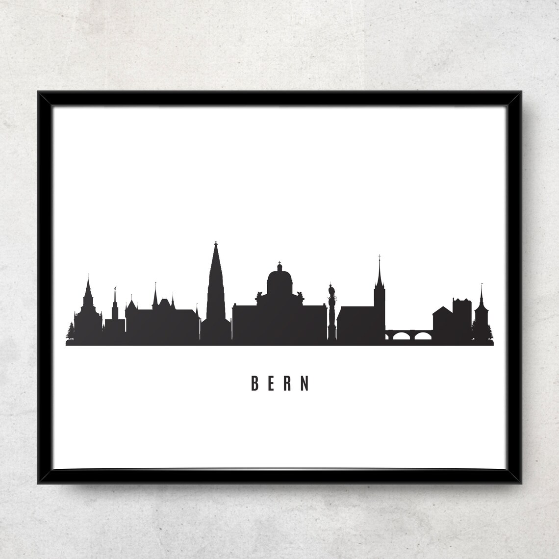 Bern Skyline Printable Bern Switzerland Black White Wall Art | Etsy
