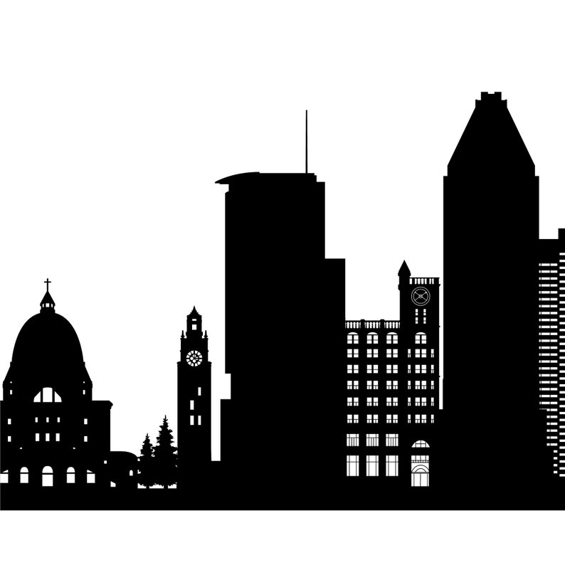 Montreal Skyline Printable Montreal Black White Wall Art Etsy
