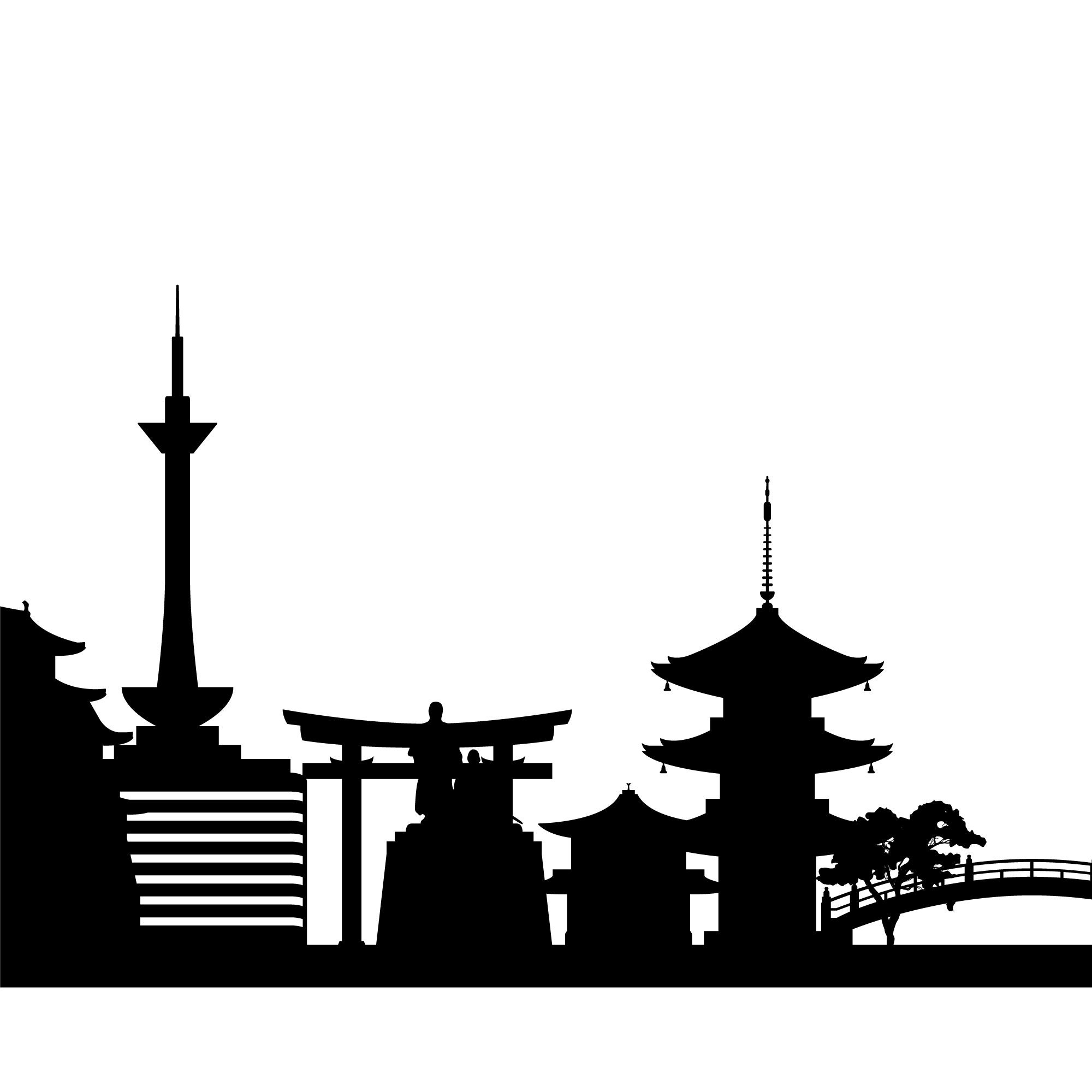 Kyoto Skyline Printable. Kyoto Japan Black White Wall Art. | Etsy