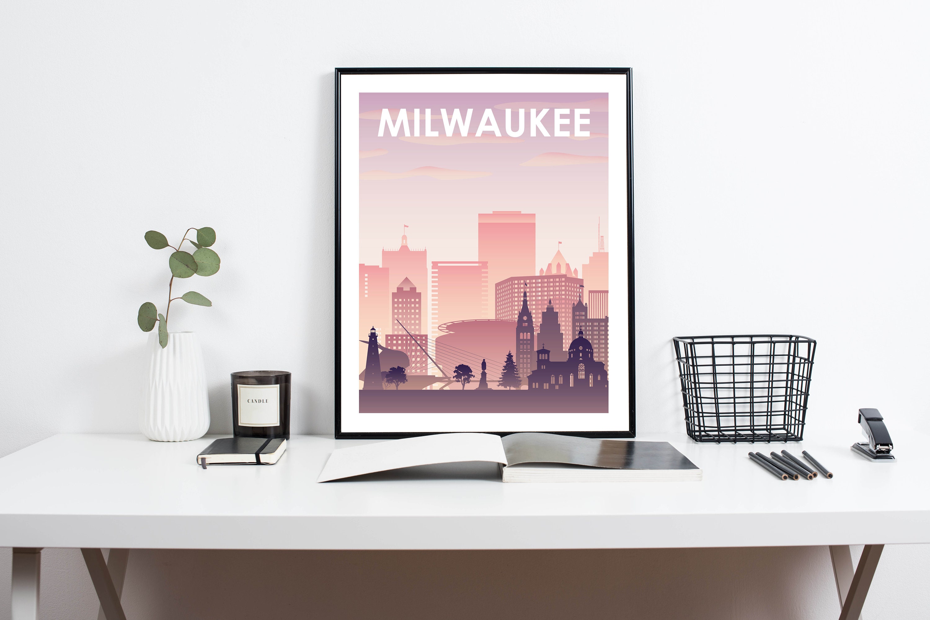 Milwaukee Skyline Printable Wall Art. Sunset Skyline Milwaukee | Etsy
