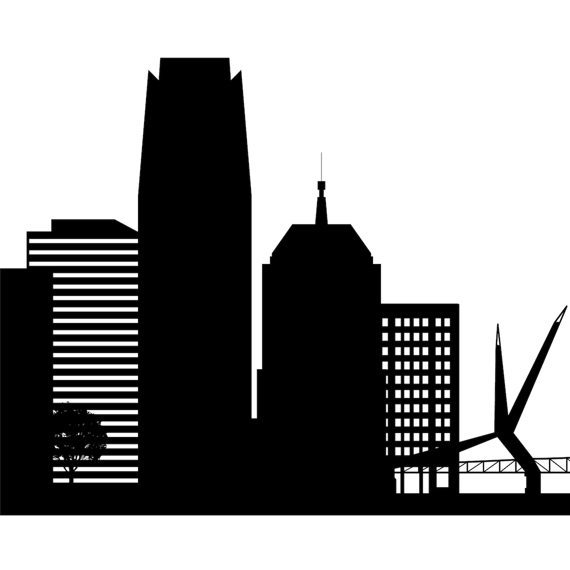 Oklahoma City Skyline Printable Black White Wall Art Etsy