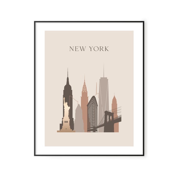 New York Skyline Printable Wall Art. Boho New York City Etsy