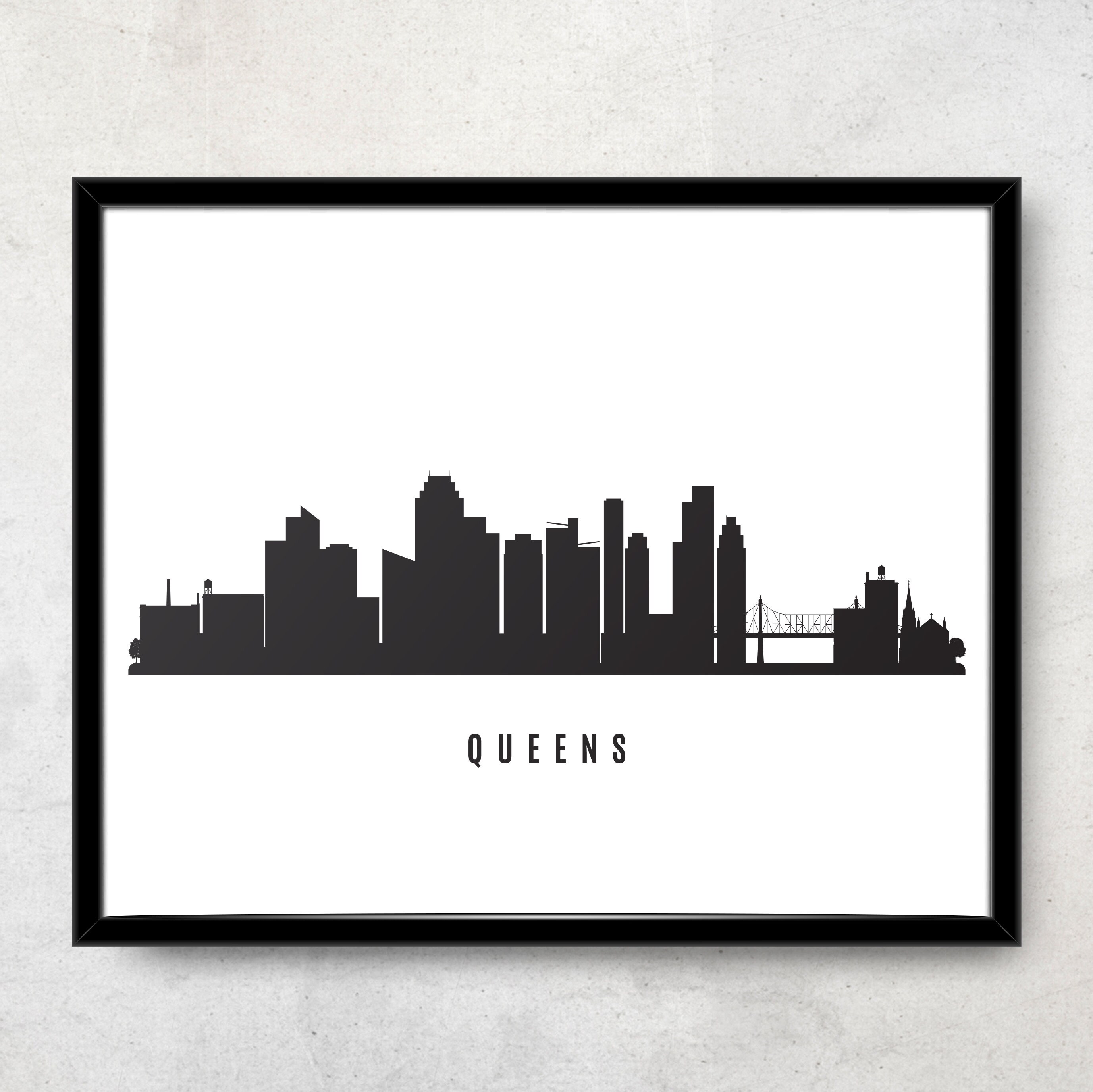 Queens New York Skyline Printable Queens New York City Black Etsy Queens New York Skyline Printable Queens New York City Black Etsy