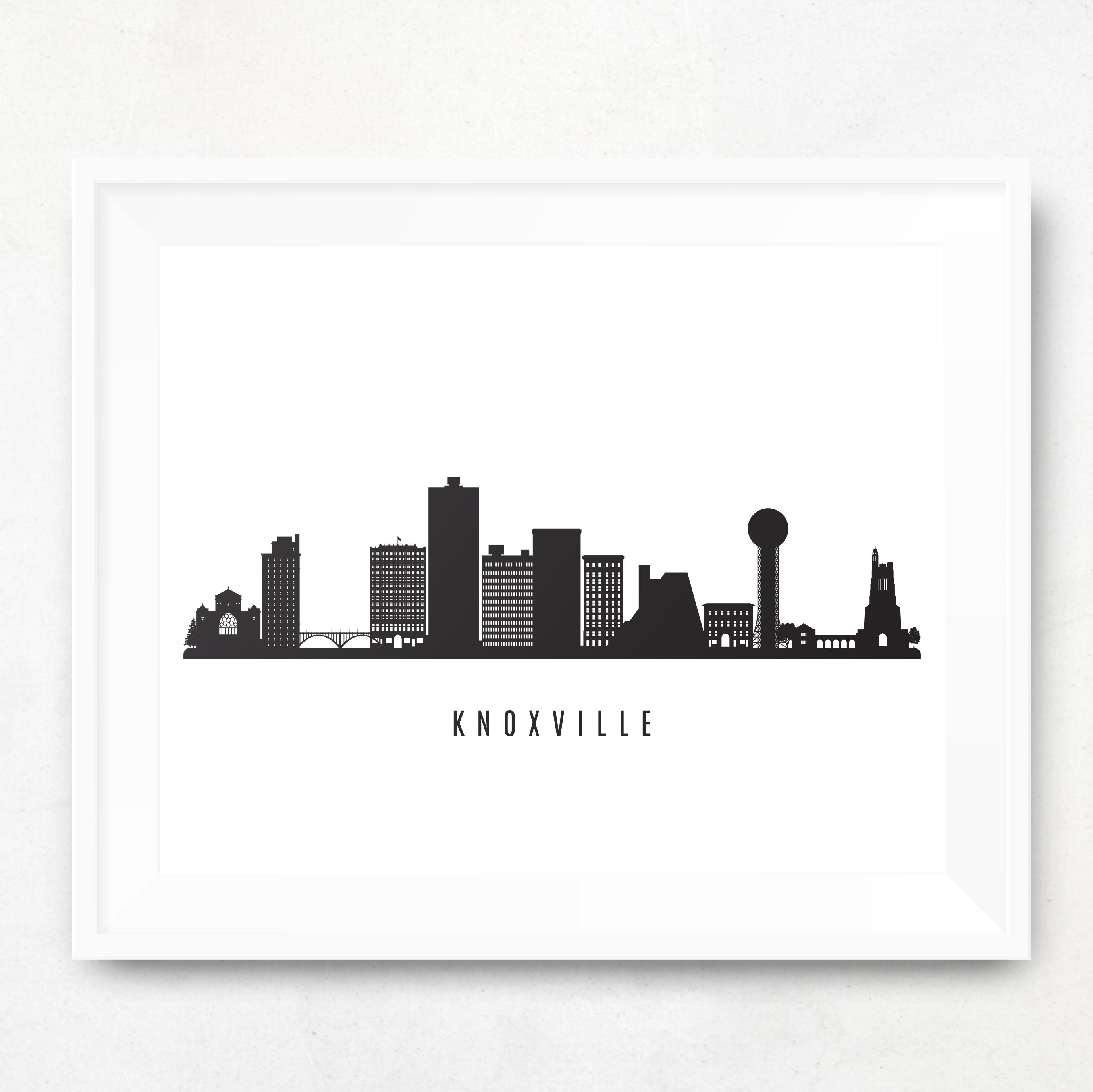 Knoxville Skyline Printable Knoxville Tennessee Black White Etsy