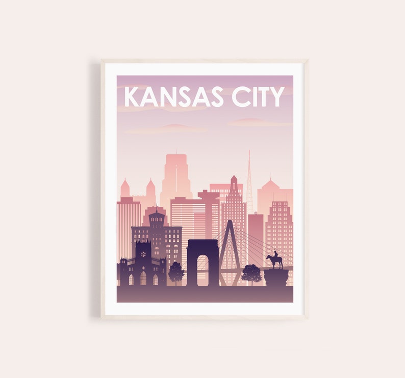 Kansas City Skyline Printable Wall Art Sunset Kansas City Skyline Printable Wall Art