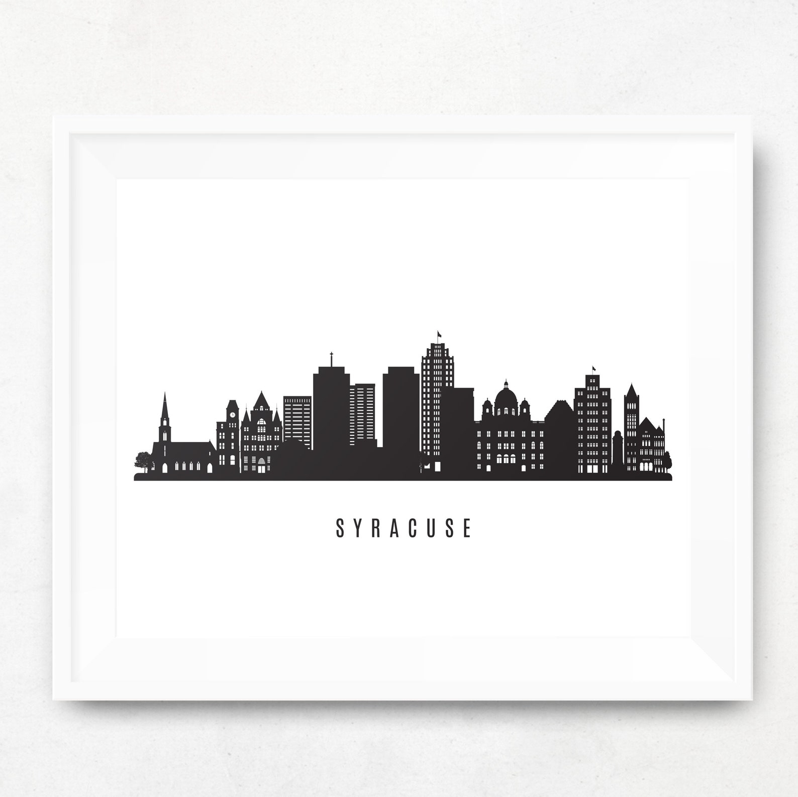 Syracuse Skyline Printable Syracuse Black White Wall Art | Etsy