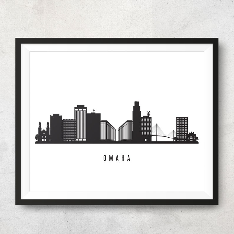 Omaha Skyline Printable Omaha Black White Wall Art Omaha Etsy