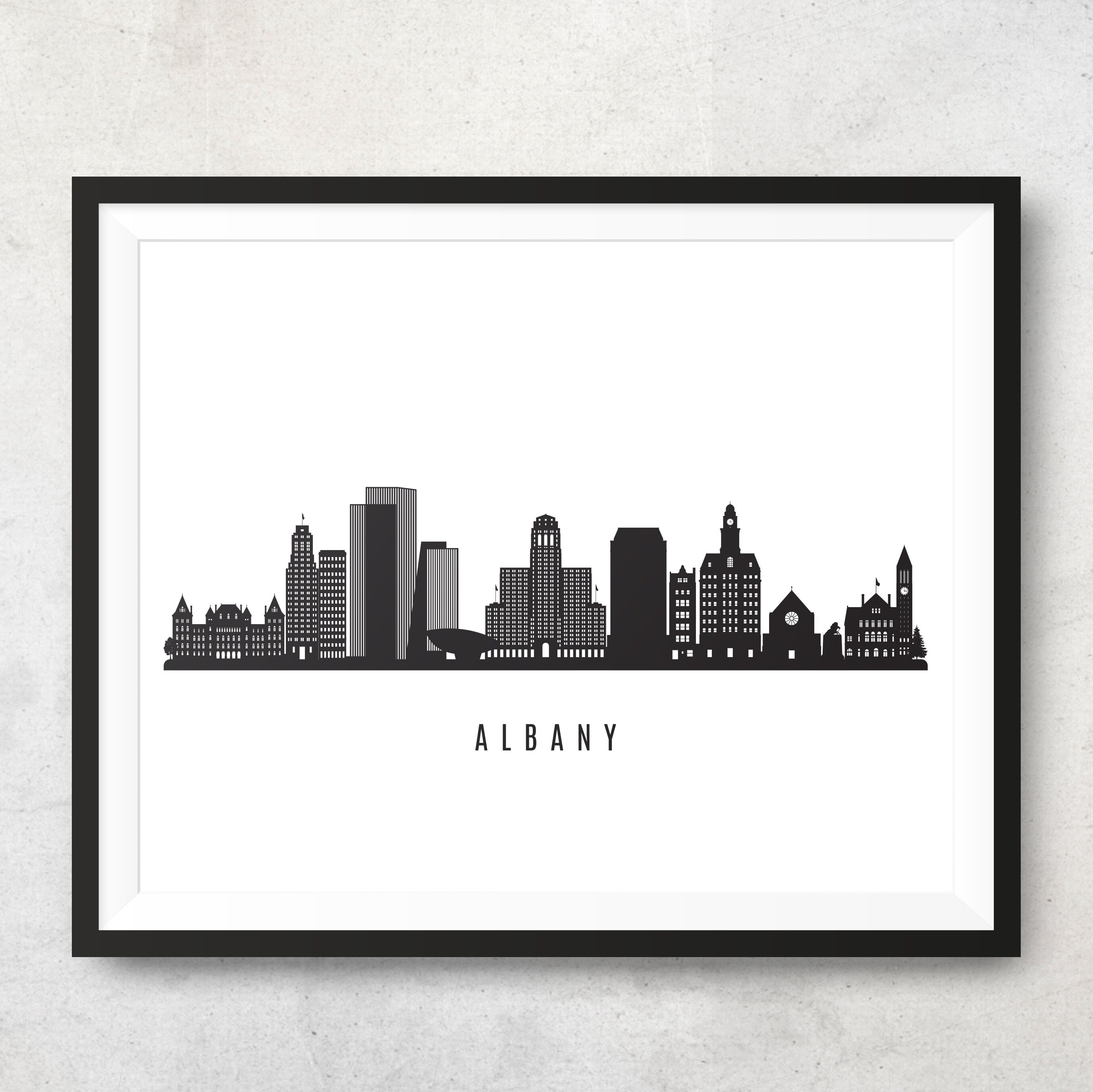 Albany Skyline Printable Albany New York Black White Wall Etsy