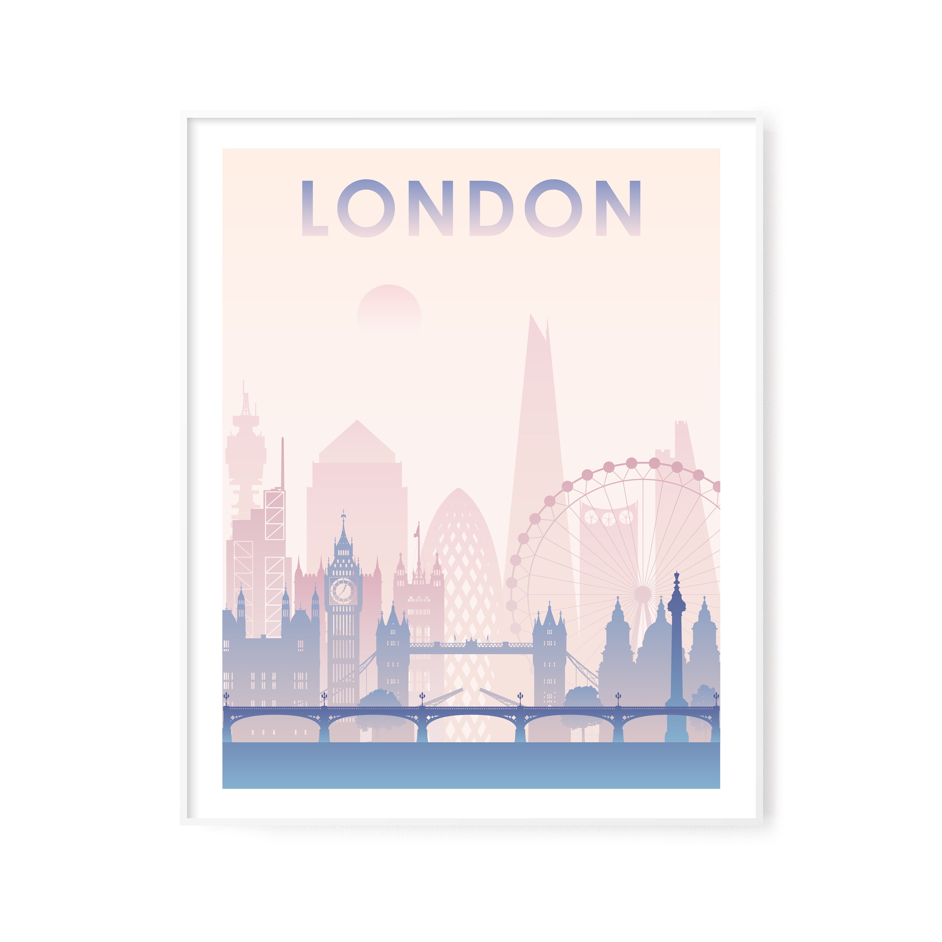 London Skyline Printable Wall Art. Pastel Color London United | Etsy