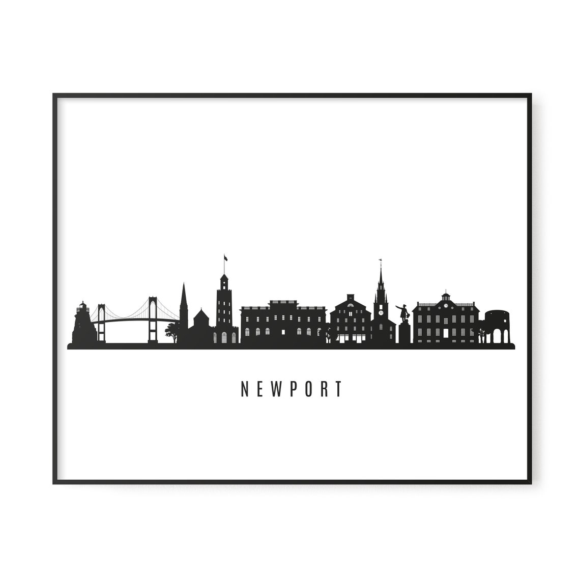 Newport Skyline Printable Newport Rhode Island Black White Etsy