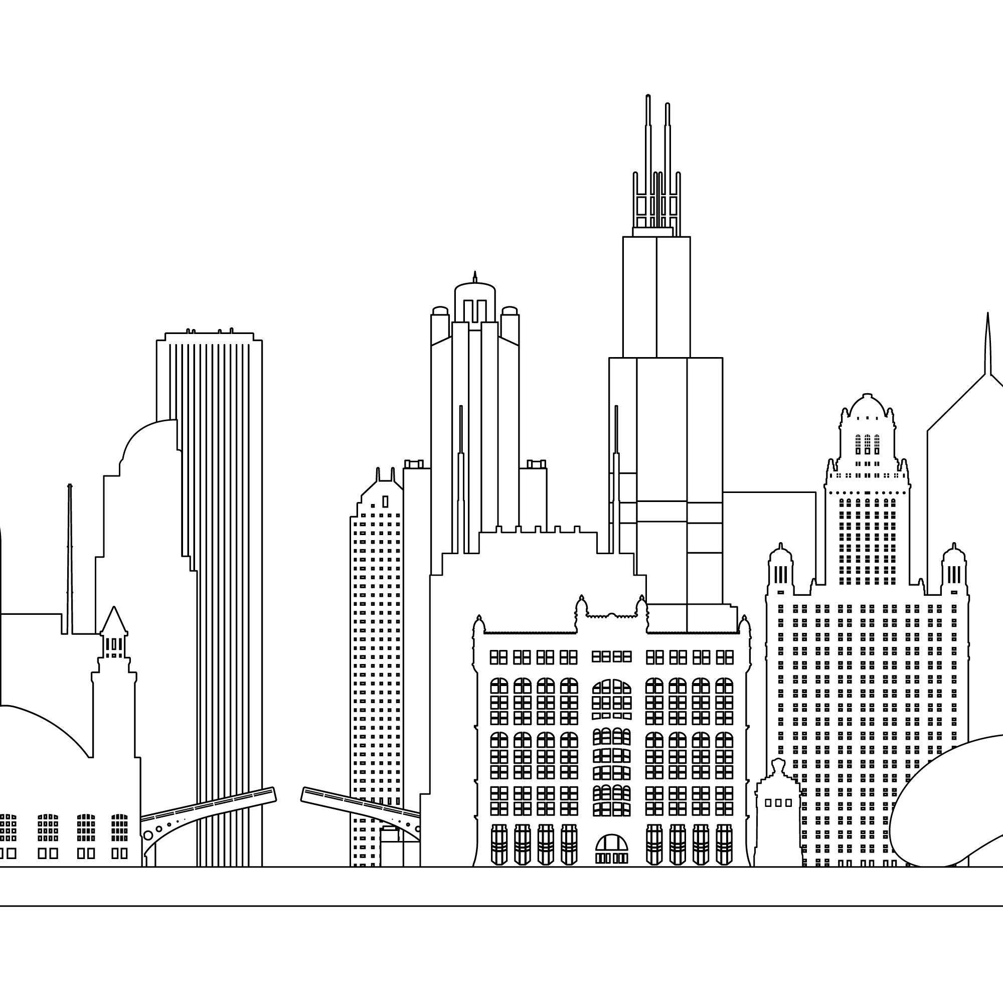 Chicago Skyline Printable. Chicago Black and White Wall Art. | Etsy