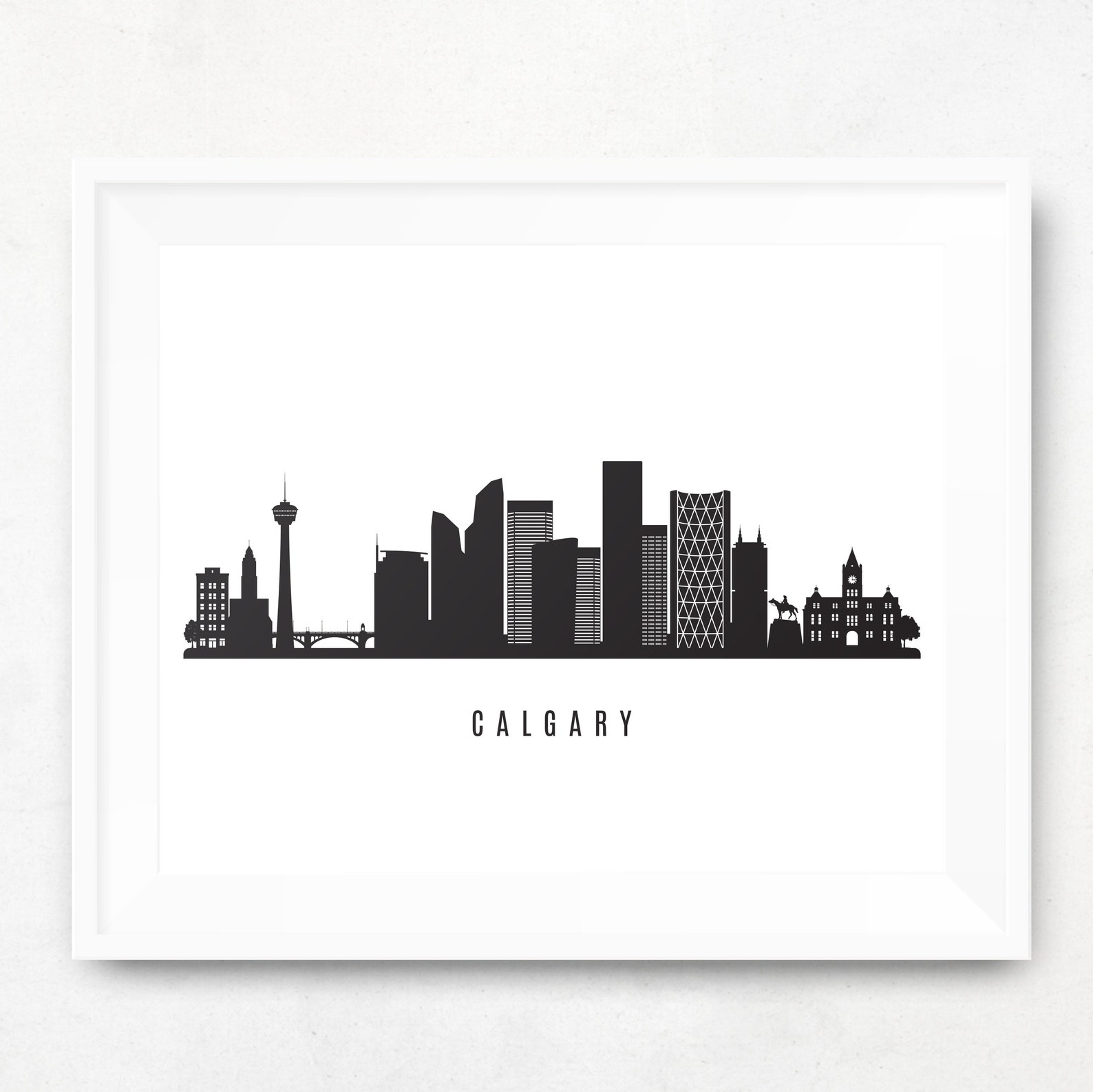 Calgary Skyline Printable Calgary Canada Black White Wall Etsy