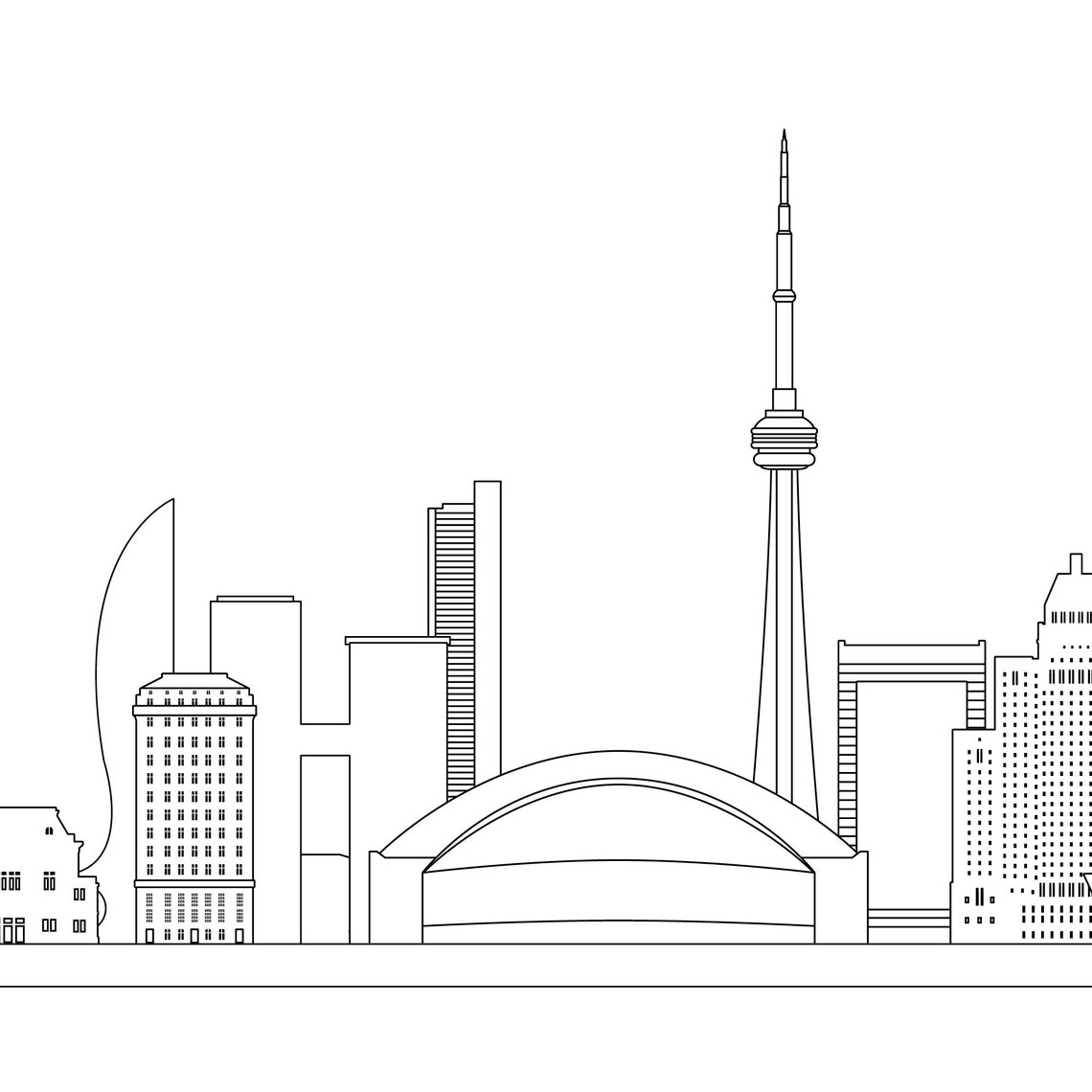 Toronto Skyline Stampabile. Toronto Black and White Wall Art. Etsy