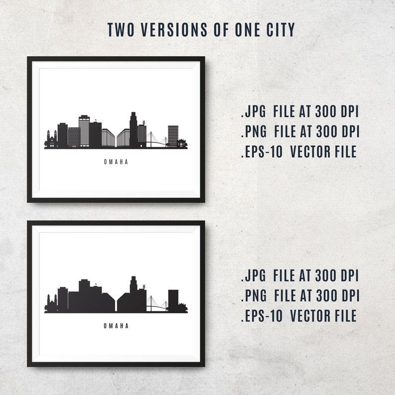 Omaha Skyline Printable Omaha Black White Wall Art Omaha Etsy