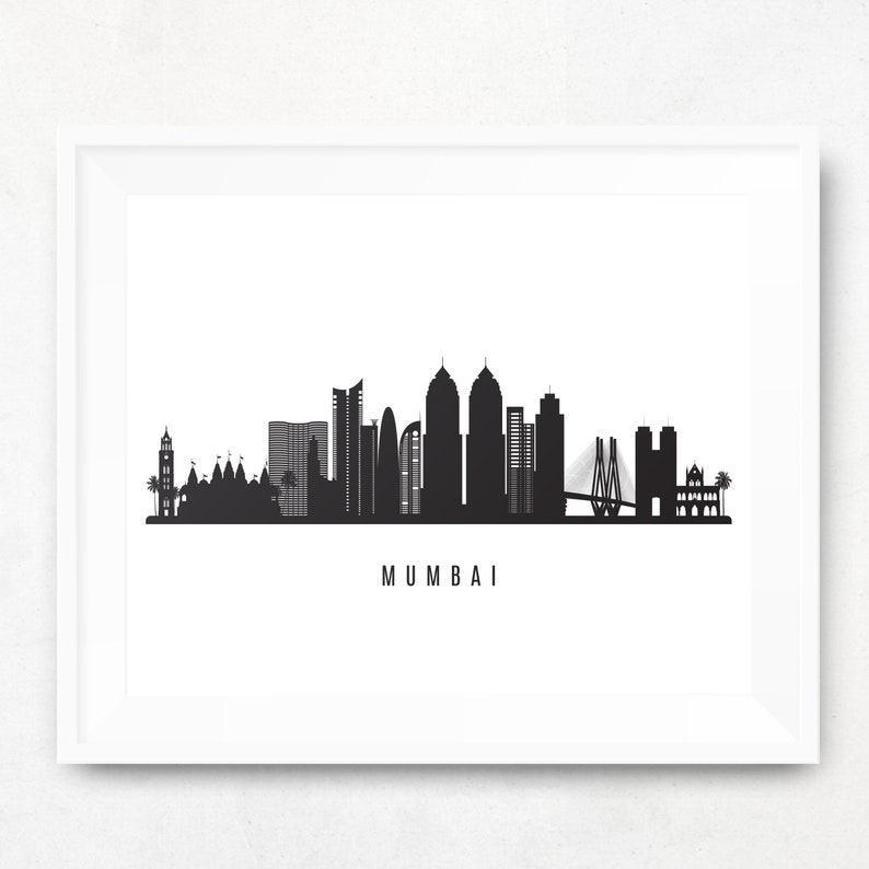 Mumbai Skyline Printable Mumbai India Black White Wall Art | Etsy
