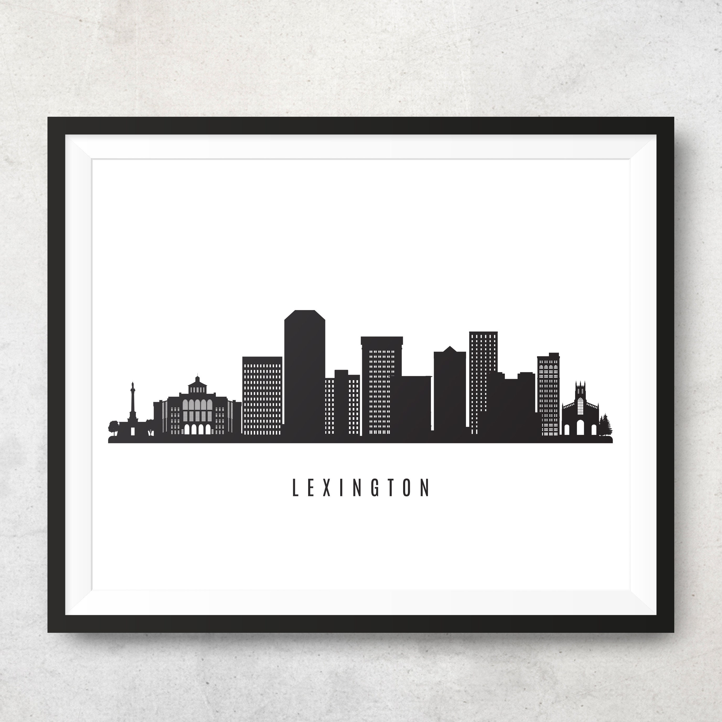 Lexington Skyline Printable Lexington Kentucky Black White Etsy