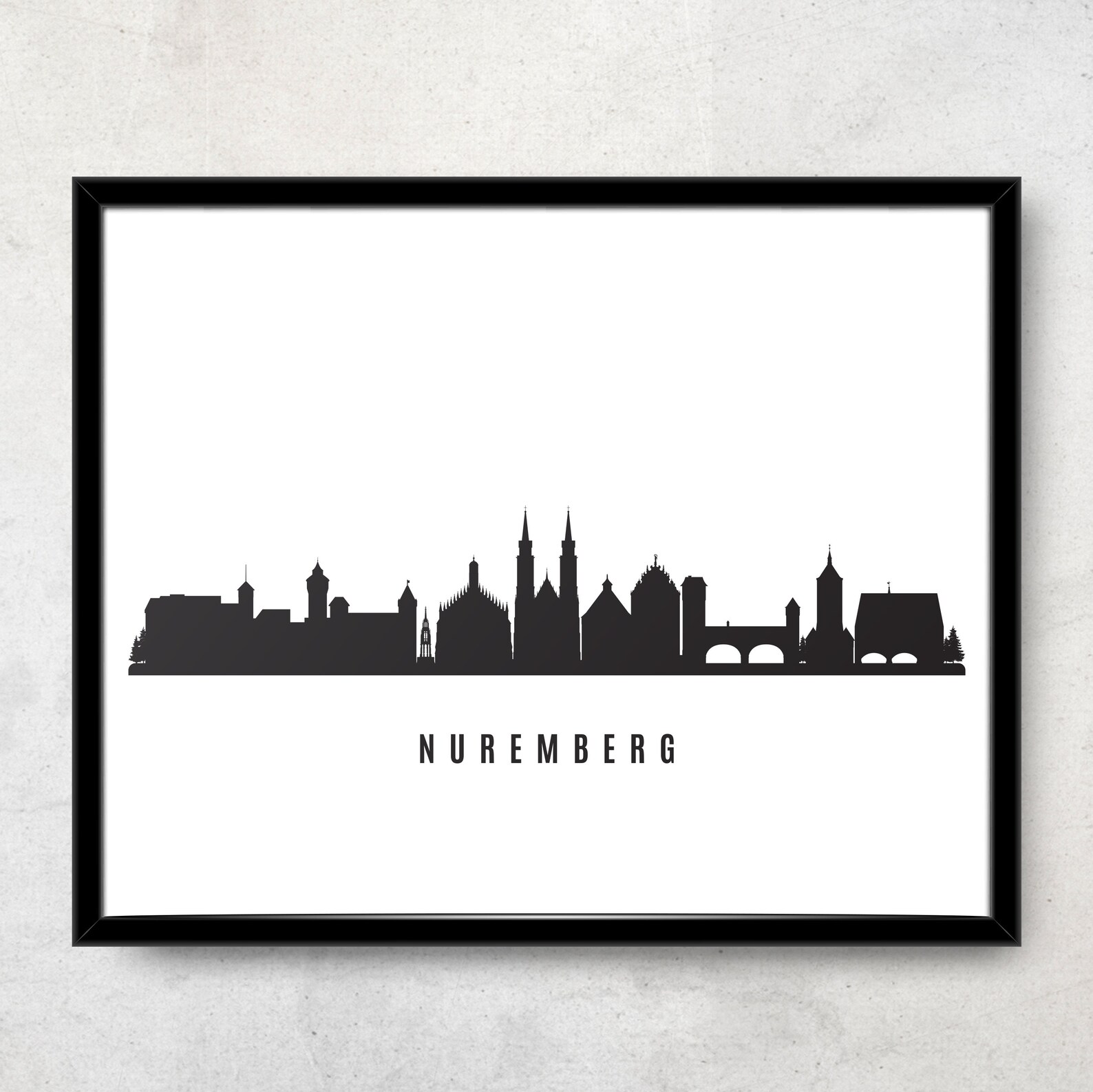 Nuremberg Skyline Printable Nuremberg Germany Black White | Etsy