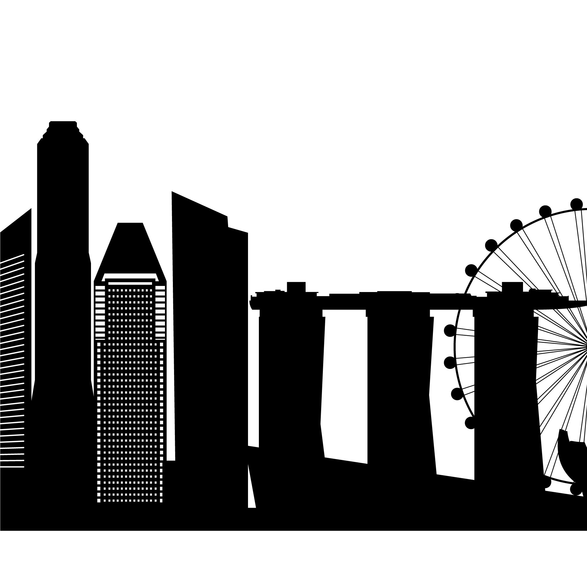 Singapore Skyline Printable Singapore Black White Wall Art Etsy