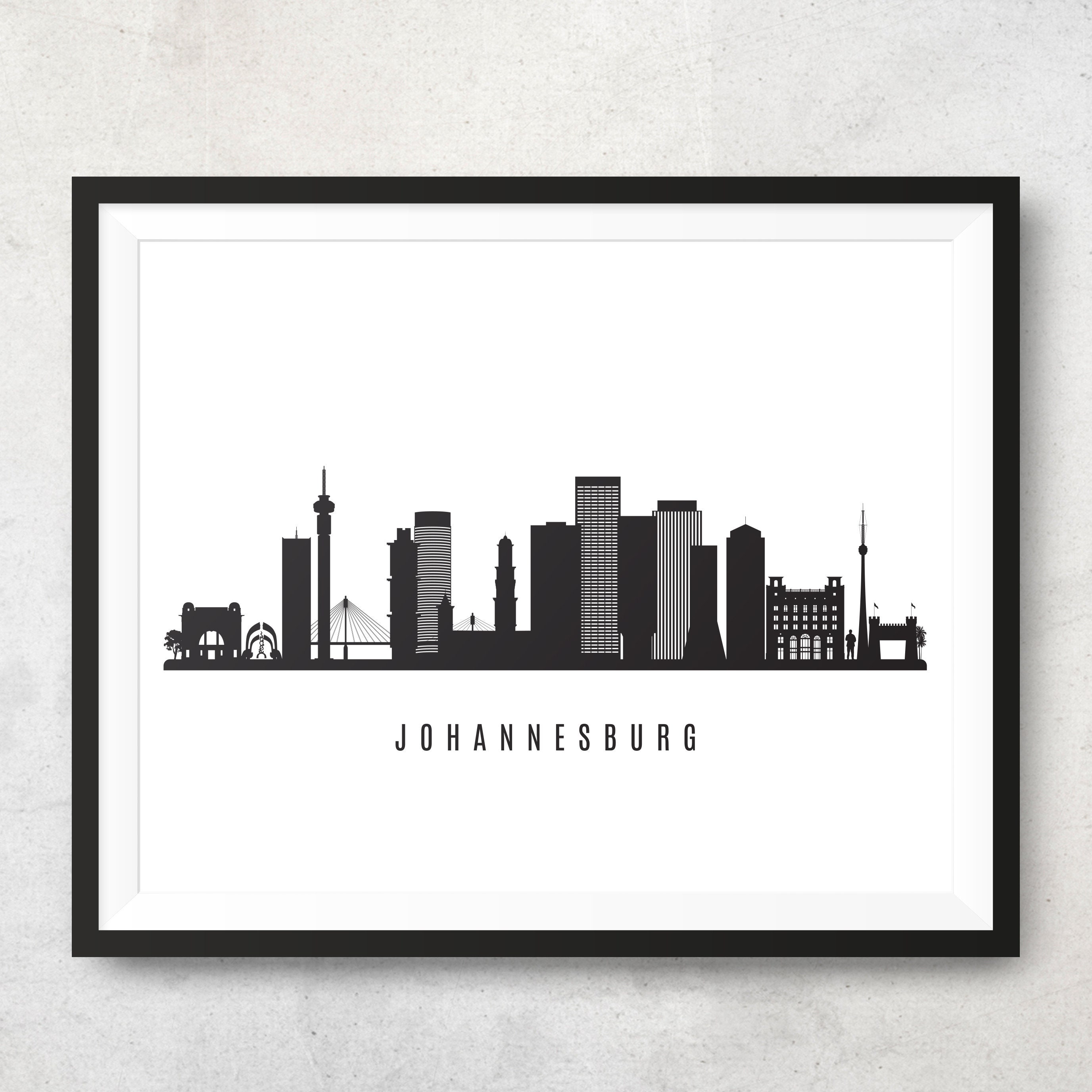 Johannesburg Skyline Printable Johannesburg South Africa Etsy