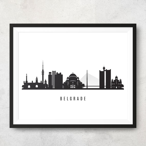 PNG Poster Cityscape Belgrade Serbia Black White Wall Art EPS JPG Vector Illustration Digital Print Belgrade Skyline Printable