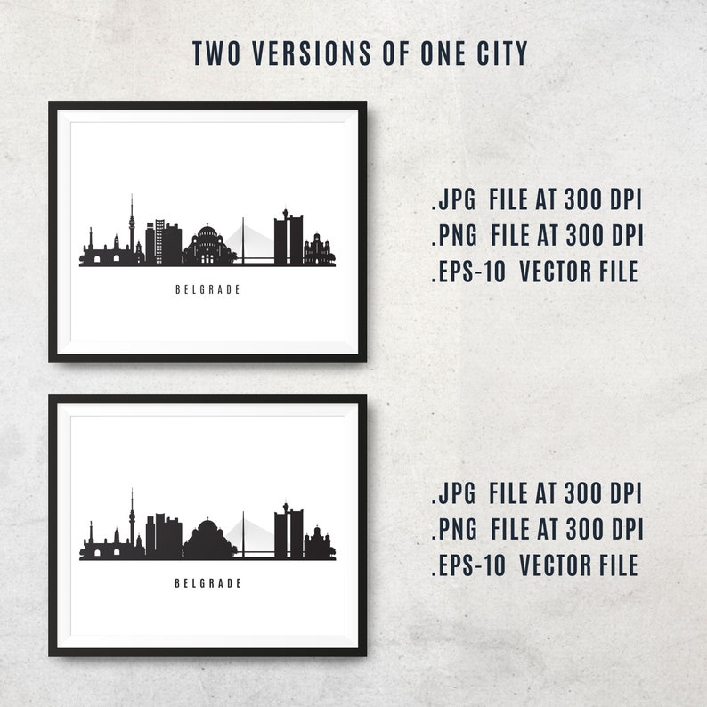 PNG Poster Cityscape Belgrade Serbia Black White Wall Art EPS JPG Vector Illustration Digital Print Belgrade Skyline Printable