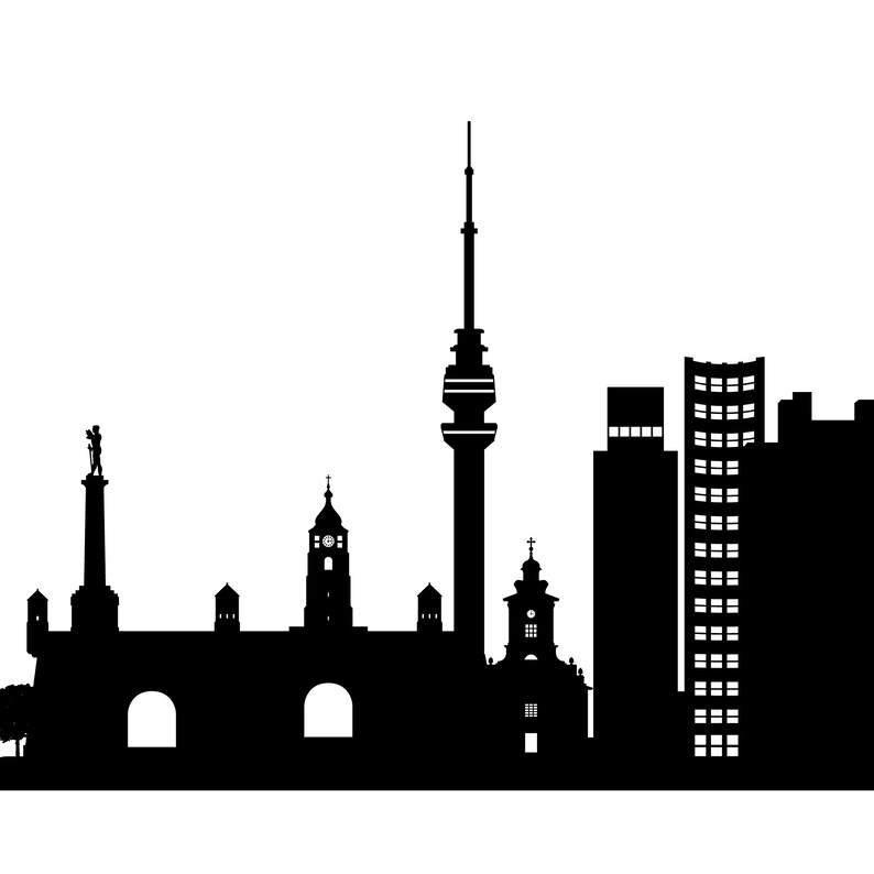 PNG Poster Cityscape Belgrade Serbia Black White Wall Art EPS JPG Vector Illustration Digital Print Belgrade Skyline Printable