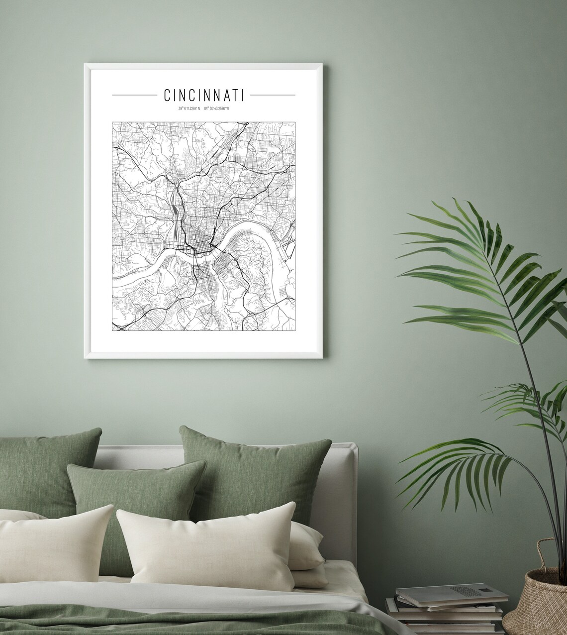 Cincinnati City Map Print. Cincinnati Map Printable Wall Art. | Etsy